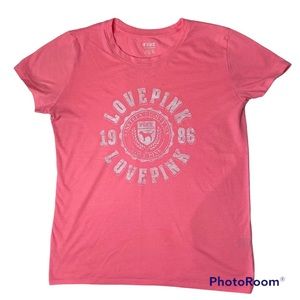 Victoria’s Secret PINK Daring Pink Heritage Seal Logo Tee